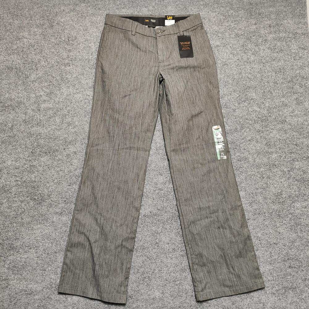 Lee Pants Womens 4 Gray Twill Trouser Mid Rise Straight Leg Flex Workwear